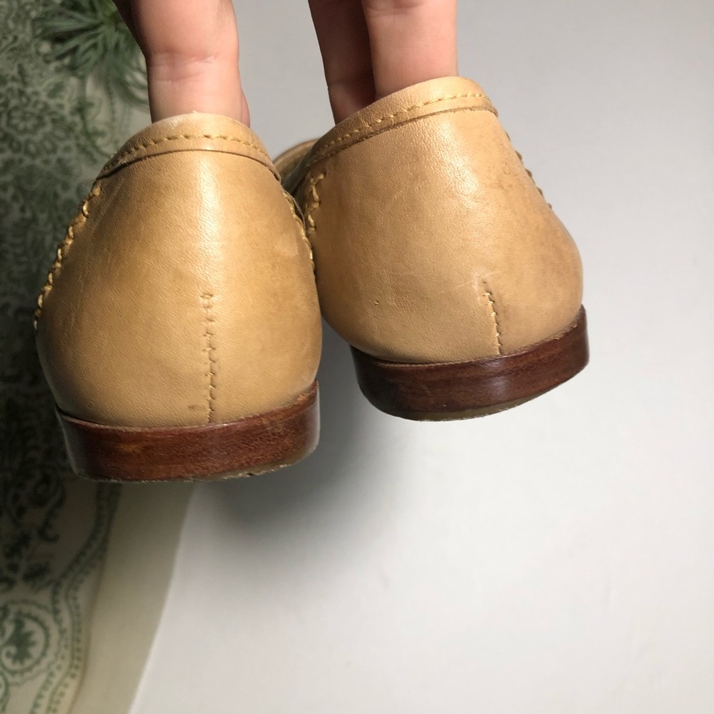 Vtg Marc Alpert Woven Leather Fringe Slip on Flats - Picture 3 of 8